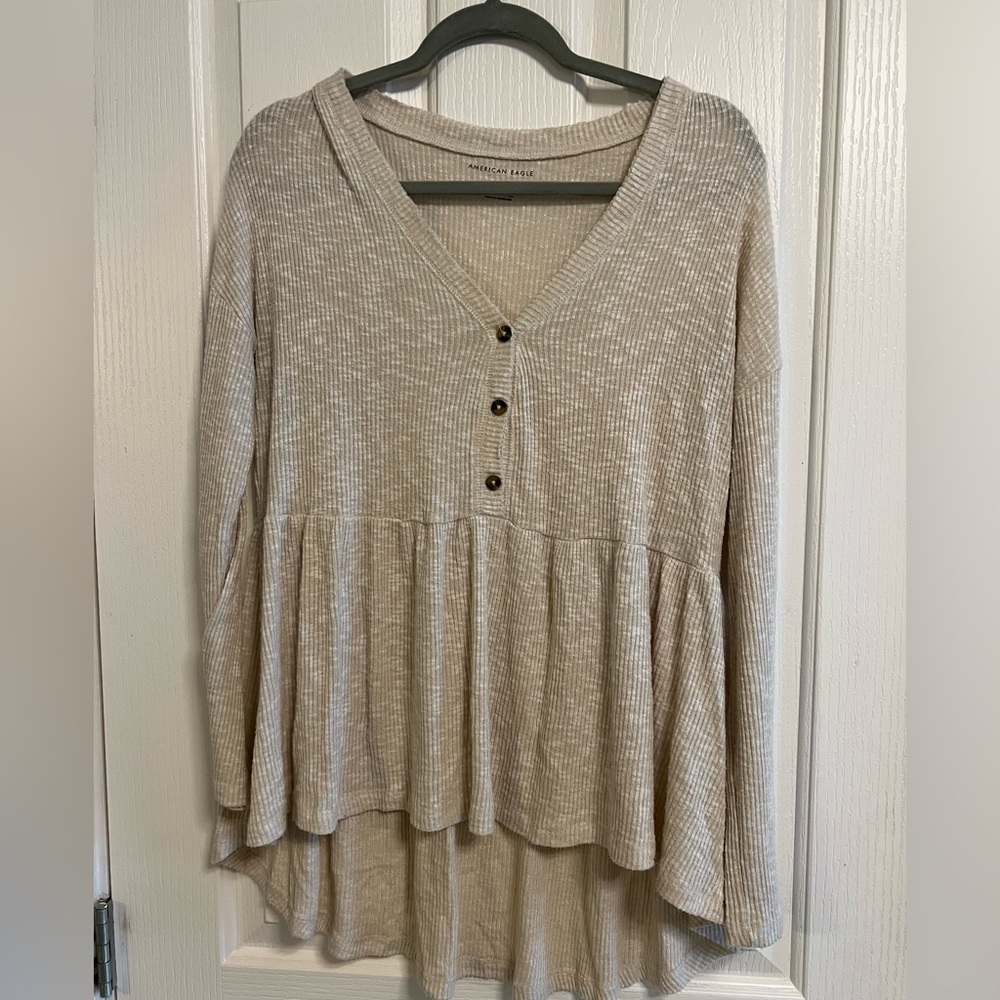 Marled high-low long sleeve